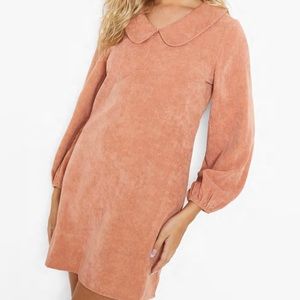 Boohoo cord collared 3/4 sleeve shift dress